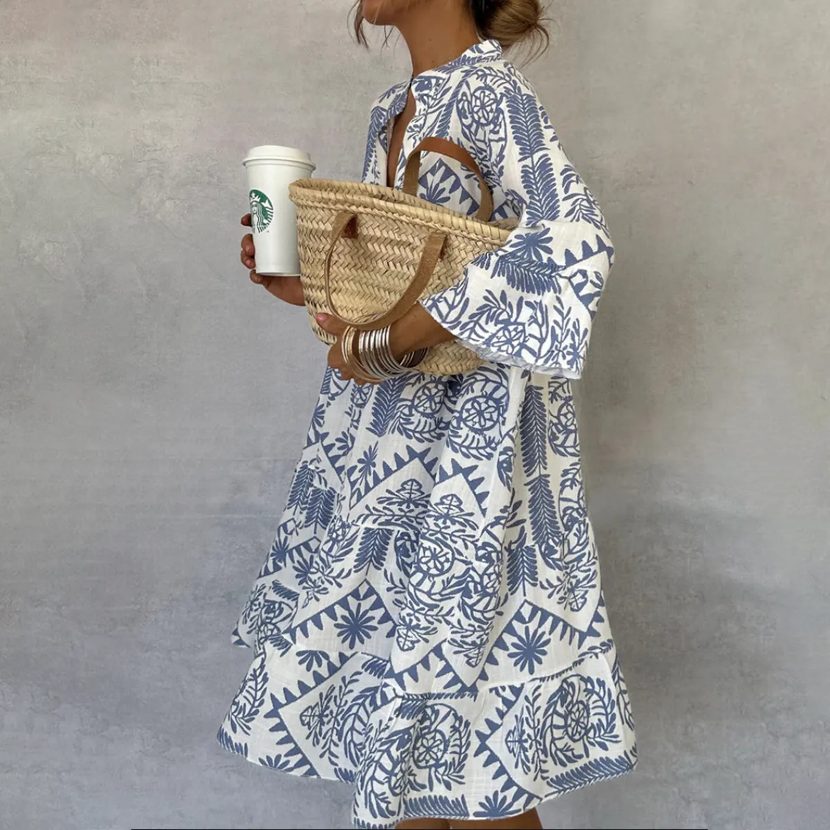 Fiorelia – Vestido túnica casual boêmio