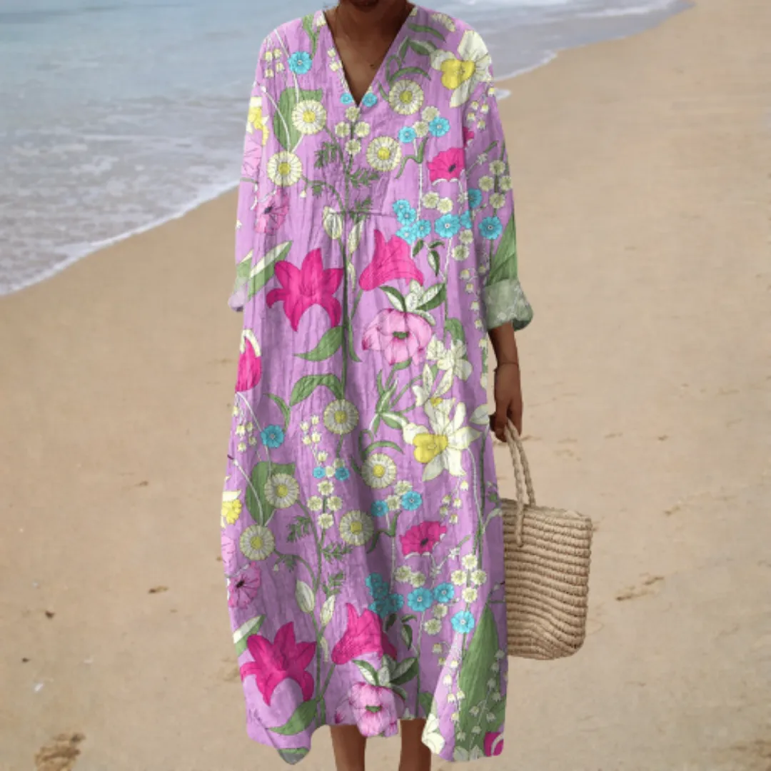 Vestido de verão estampado lisonjeiro